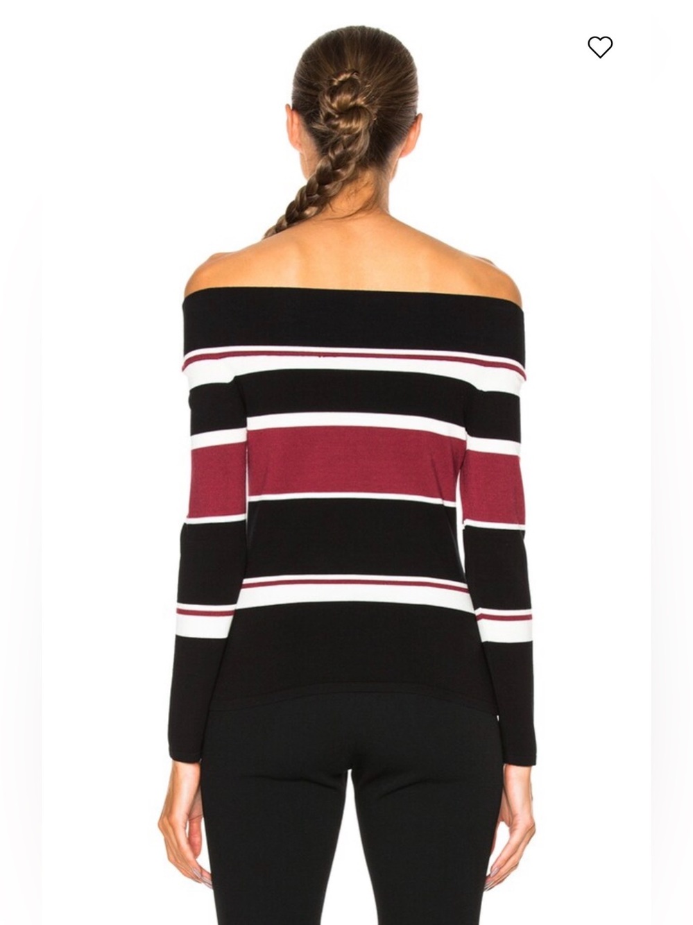 Veronica Beard Off The Shoulder Top Audrey Black Cream & Brick Striped Sz Small - Picture 4 of 8